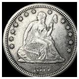 1877-CC Silver Seated Liberty Quarter CLOSELY UNCI