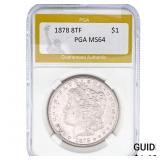 1878 8TF Morgan Silver Dollar PGA MS64