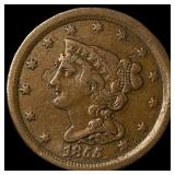 1855 Braided Hair Half Cent NEARLY UNCIRCULATED
