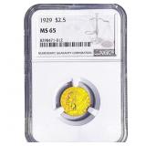 1929 $2.50 Gold Quarter Eagle NGC MS65