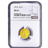 1915 $2.50 Gold Quarter Eagle NGC MS61