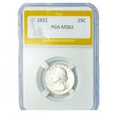 1932 Washington Silver Quarter PGA MS63