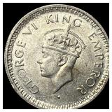 1944 British India Silver 1/4 Rupee