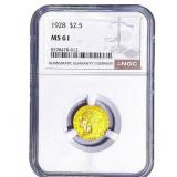 1928 $2.50 Gold Quarter Eagle NGC MS61