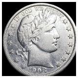 1908-D Silver Barber Half Dollar NEARLY UNCIRCULAT