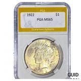 1922 Silver Peace Dollar PGA MS65