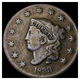 1833 Coronet Head Large Cent NEARLY UNCIRCULATED