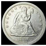 1856-O Silver Seated Liberty Quarter CLOSELY UNCIR