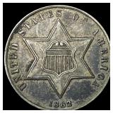 1862 Silver Three-Cent Piece CLOSELY UNCIRCULATED