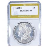1880-S Morgan Silver Dollar PGA MS65 PL