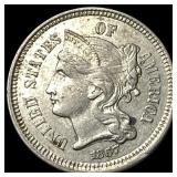 1867 Nickel Three-Cent Piece CHOICE AU