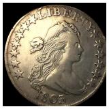 1803 Lg 3, 12 Arrows O-101 Draped Bust Half Dollar