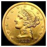 1883-CC $5 Gold Half Eagle