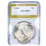 1923 Silver Peace Dollar PGA MS64