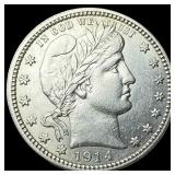 1914 Barber Quarter Dollar CLOSELY UNCIRCULATED