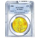 1908 $20 Gold Double Eagle PCGS MS62 No Motto