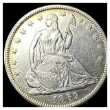 1869 Seated Liberty Half Dollar CLOSELY UNCIRCULAT