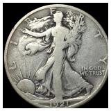 1921-S Silver Walking Liberty Half Dollar NICELY C