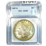 1897-S Morgan Silver Dollar ICG AU55