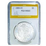 1884-CC Morgan Silver Dollar PGA MS63