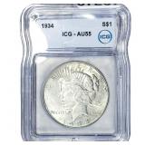 1934 Silver Peace Dollar ICG AU55