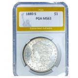 1880-S Morgan Silver Dollar PGA MS63