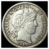 1914 Barber Dime NEARLY UNCIRCULATED