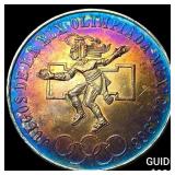 1968 Mexico Silver 25 Pesos Olymics Toned