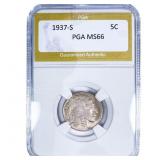 1937-S Buffalo Nickel PGA MS66