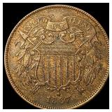 1867 Copper Two-Cent Piece CLOSELY UNCIRCULATED