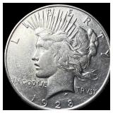 1928-S Silver Peace Dollar NEARLY UNCIRCULATED