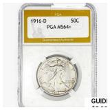 1916-D Walking Liberty Half Dollar PGA MS64+