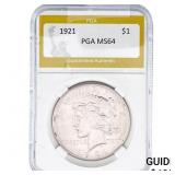 1921 Silver Peace Dollar PGA MS64