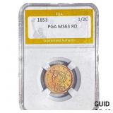 1853 Braided Hair Half Cent PGA MS63 RD