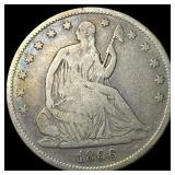 1866 Seated Liberty Half Dollar LIGHTLY CIRCULATED