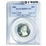 1963 Washington Silver Quarter PCGS PR68 DCAM
