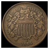 1864 Bronze Two-Cent Piece NEARLY UNCIRCULATED
