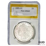 1885-CC Morgan Silver Dollar PGA MS63