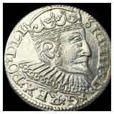Poland 1597 Silver 3 Groschen Sigismund III Vasa C