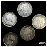[5 Coins] 1880-1916 Canada Silver 5 Cents