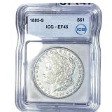 1885-S Morgan Silver Dollar ICG EF45