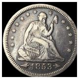 1853 Arrows Seated Liberty Quarter NEARLY UNCIRCUL