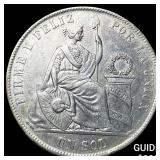 1869 Peru Silver 1 Sol KM 196.3