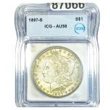 1897-S Morgan Silver Dollar ICG AU58