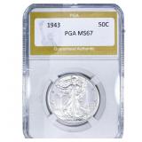 1943 Walking Liberty Half Dollar PGA MS67
