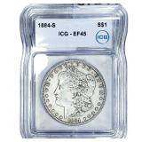1884-S Morgan Silver Dollar ICG EF45