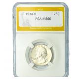 1934-D Washington Silver Quarter PGA MS66