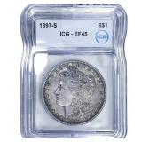 1897-S Morgan Silver Dollar ICG EF45