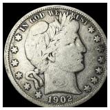 1902-S Silver Barber Half Dollar LIGHTLY CIRCULATE