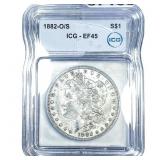 1882-O/S Morgan Silver Dollar ICG EF45